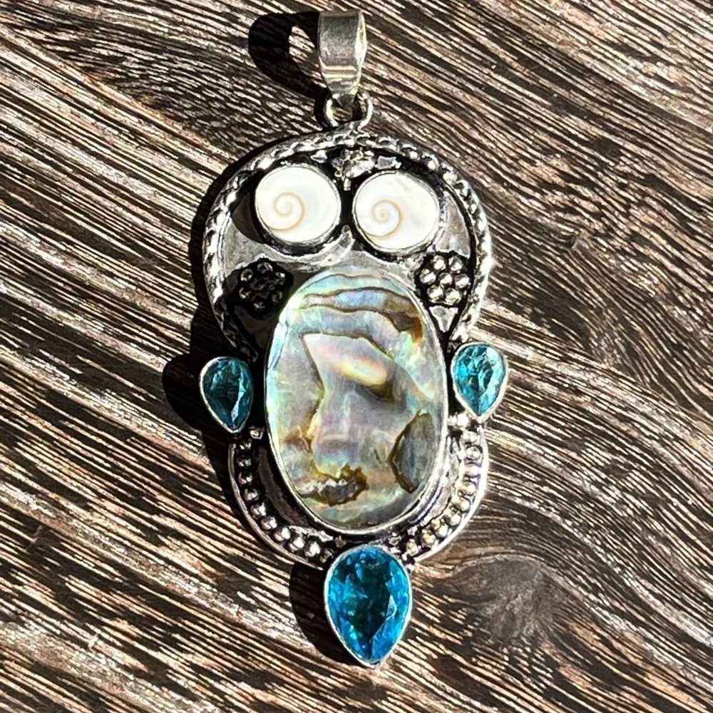 Shiva and Gemstone Owl Pendant